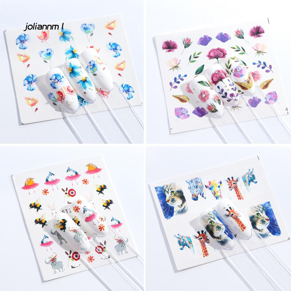 [Hàng mới về] Set 15 sticker dán móng trang trí nghệ thuật thời trang hình hồng hạc/hoa lá thủ công