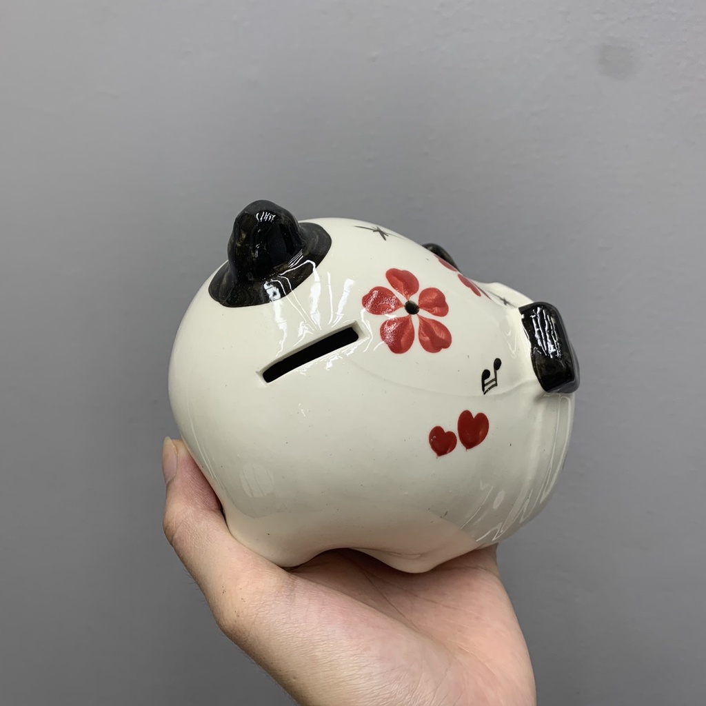 Ống heo đất tiết kiệm mini men sứ đẹp, lợn size nhỏ bé siêu dễ thương dài 14cm