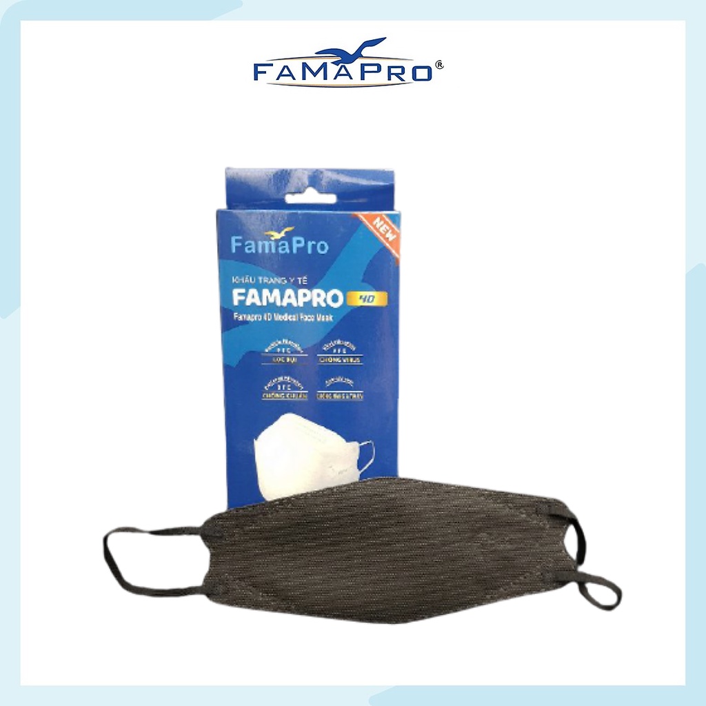 KHẨU TRANG 4D (KF94) FAMAPRO - ĐEN (10 cái/ hộp) HÀNG CAO CẤP - BẢO VỆ HÔ HẤP