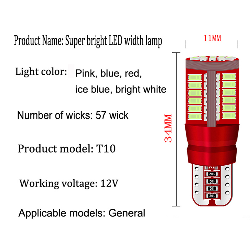 Bóng Đèn Led T10 W5W 4014 57 Led Chuyên Dụng Dành Cho Xe Hơi