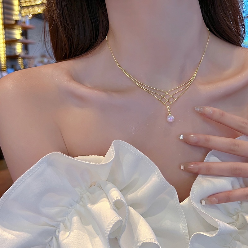 Vòng Cổ Choker Ren Nhiều Lớp Đính Ngọc Trai Thời Trang 2022