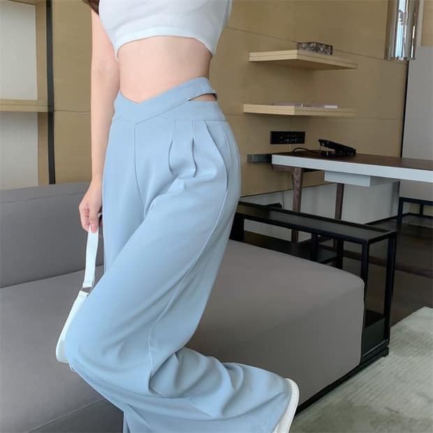 Quần ống rộng nữ cạp V, Quần ống suông nữ chất tuyết mềm cá tính,nữ tính | BigBuy360 - bigbuy360.vn