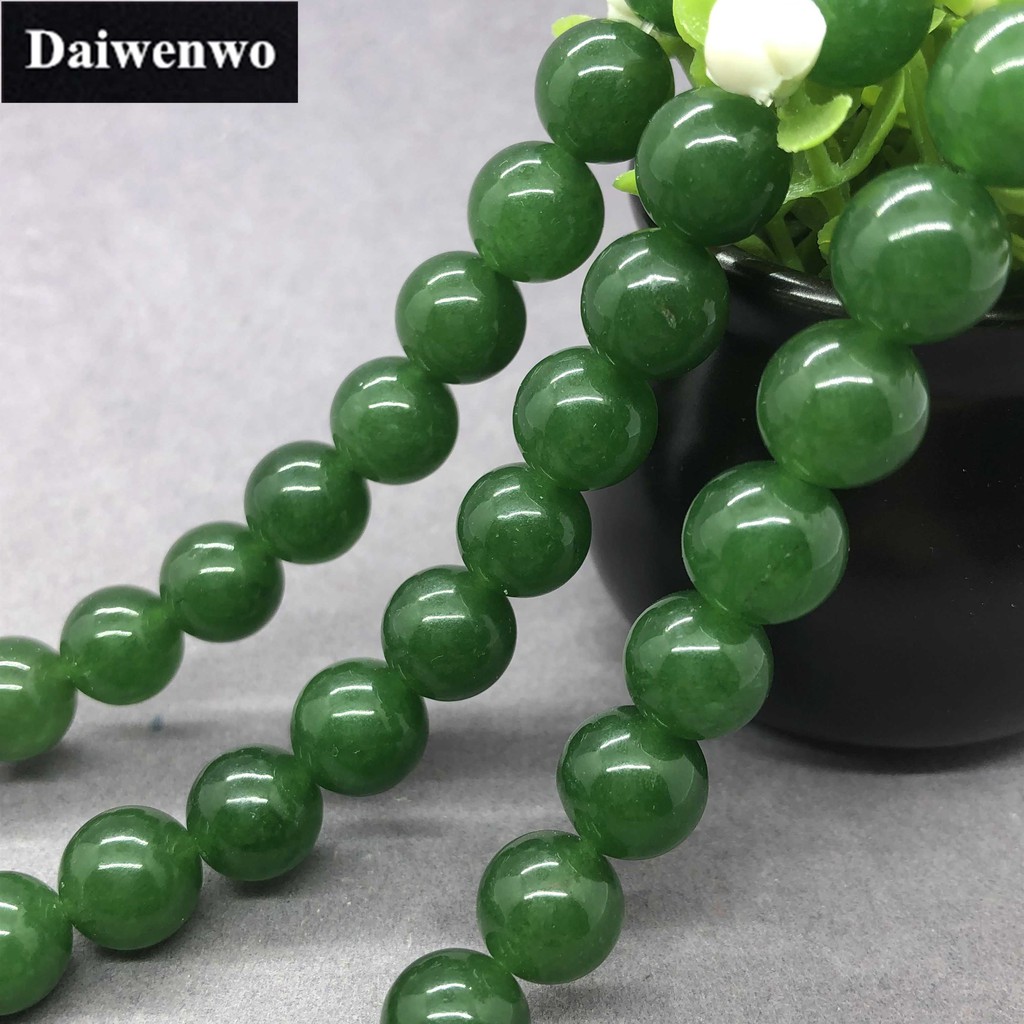 Chuỗi Hạt Đá Chalcedony Màu Xanh Lá Cây Đậm, Kích Cỡ 4-14mm