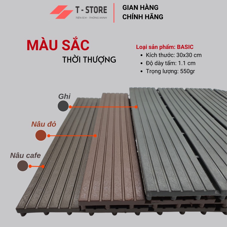 Tấm lót sàn nhựa ban công Sienna-Basic - chuyên dụng cho nhà tắm, sân vườn, sân thượng, hồ bơi