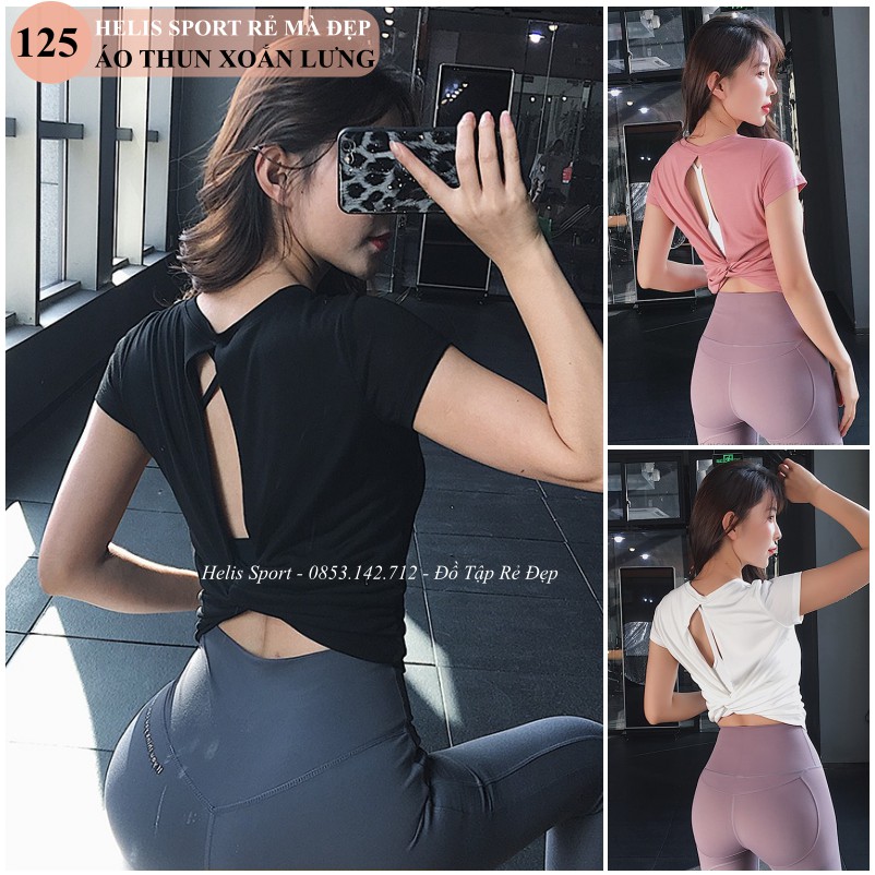 Áo thun tập gym nữ ❤️FREESHIP❤️ áo xoắn lưng sexy co giãn thoải mái vải mịn mát bền đẹp cho nữ 𝐆𝐘𝐌𝐒𝐓𝐎𝐑𝐄 125