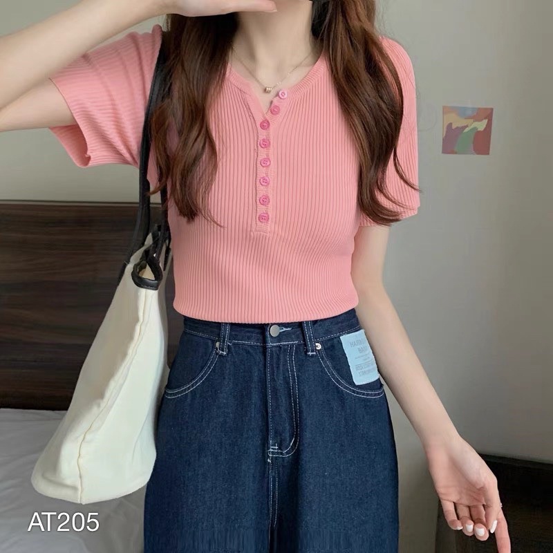 Áo Thun Kiểu Nữ VN CLO Trơn Thun Gân - AT205