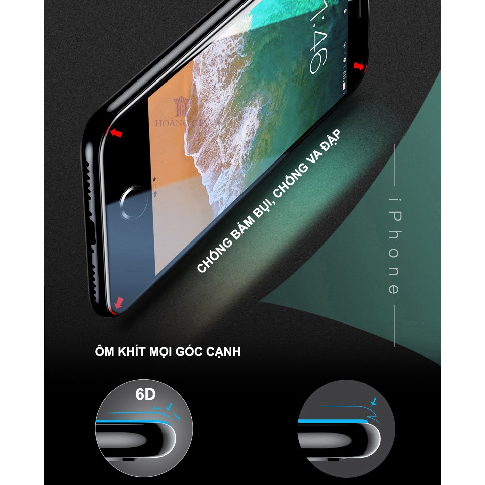 Miếng dán màn hình điện thoại, kính cường lực điện thoại iPhone 8 (Trắng) – HG, 8W 6D Full Cover  {HÀNG CAO CẤP}