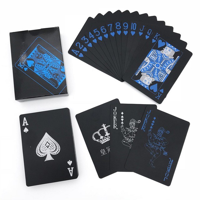 Bộ bài Poker bằng nhựa PVC màu đen và đỏ bạc