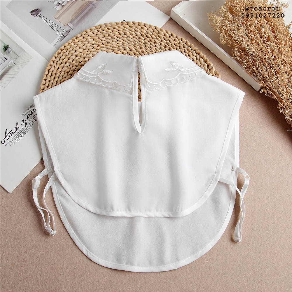 Cổ áo giả đính đá cách điệu mặc trong áo len đầm không cổ tạo kiểu - Mã CD52