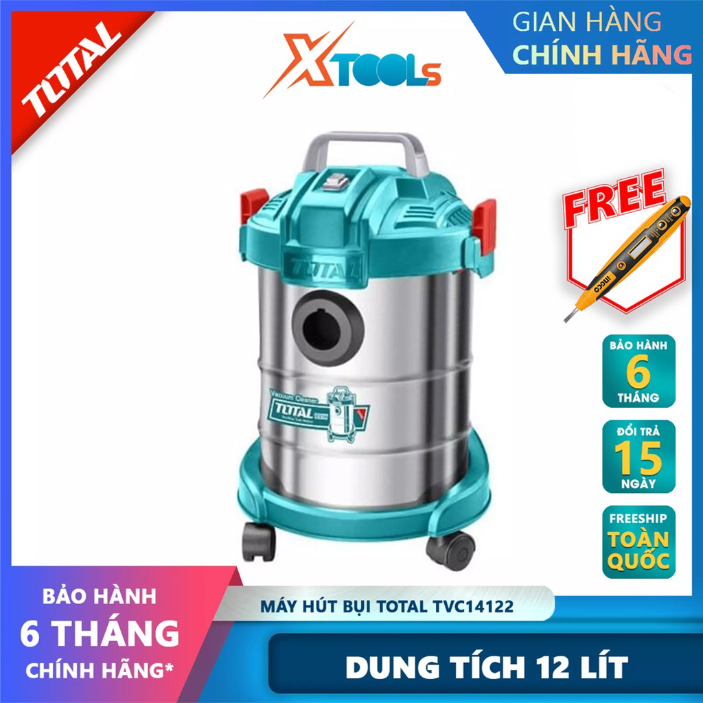 Máy hút bụi Total TVC14122 Máy hút bụi cầm tay Công suất 800W. bình chứa bụi 12 lít. Lưu lượng khí: 1,7 m³/phút [XTOOLs]