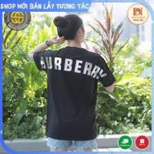 áo thun cotton cao cấp tay lỡ from rộng phông nam nữ unisex phản quang tráng gương các loại-burberry in lưng *