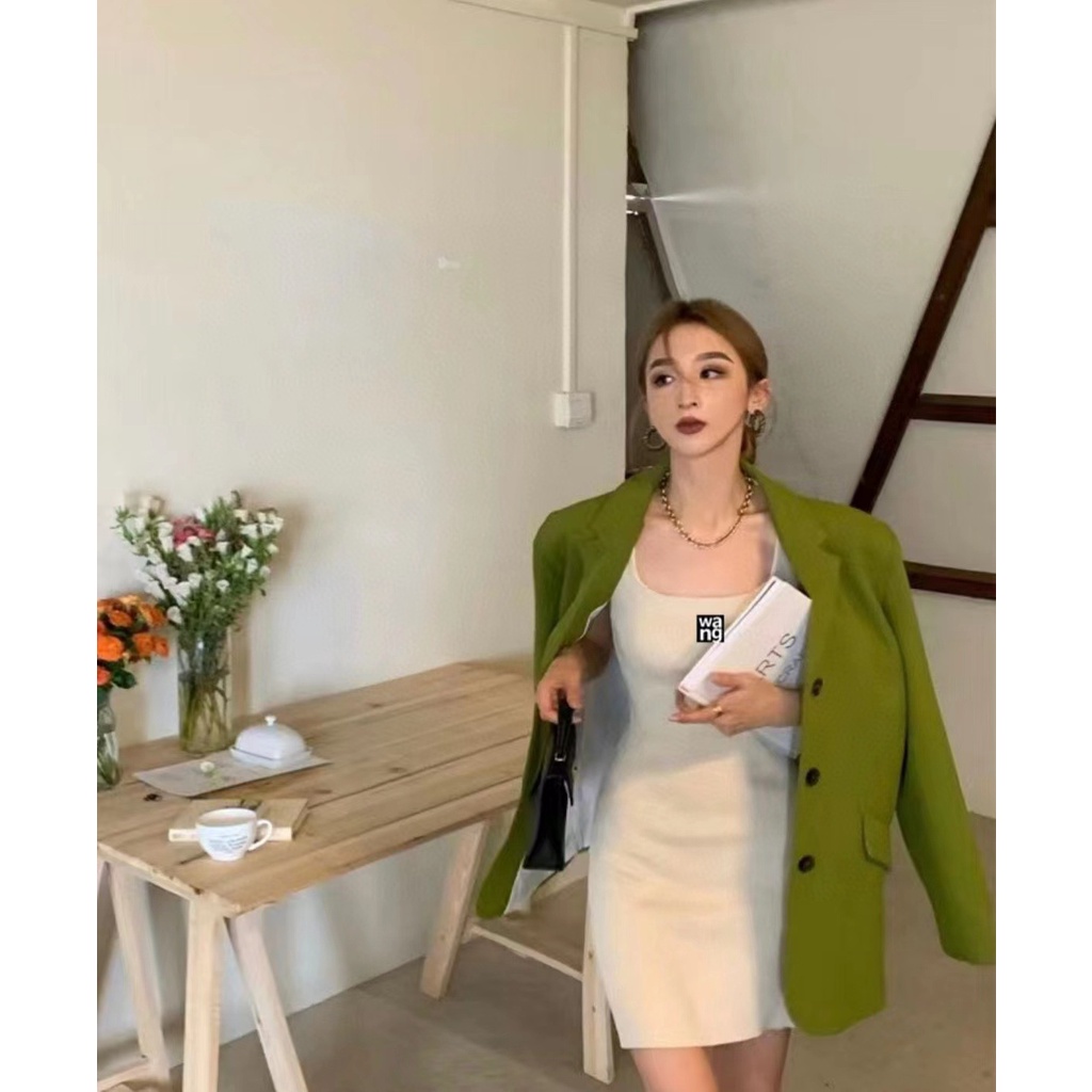 1BBK Alexander Wang 22 summer new large collar sexy elastic slim sleeveless knitted dress mid-length slim 2022