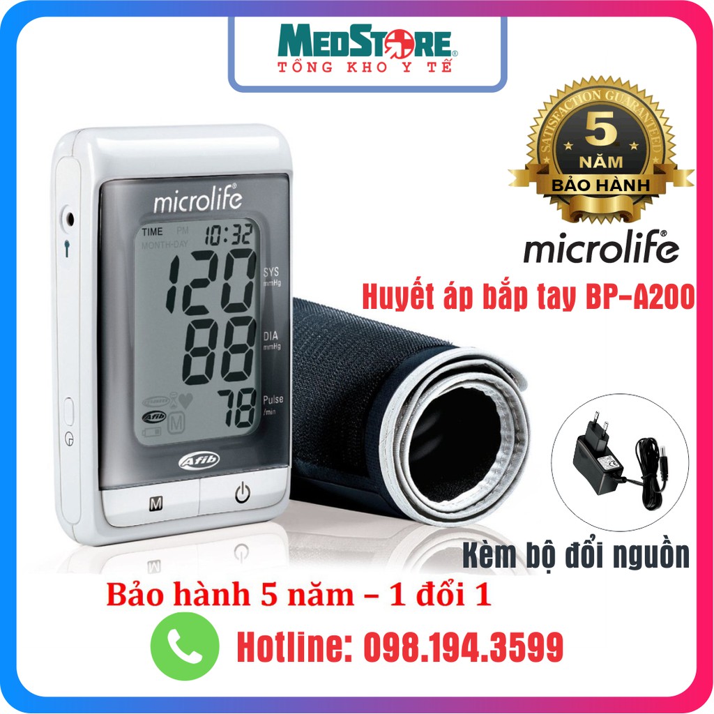 Máy đo huyết áp bắp tay điện tử Microlife BP A200 (có kèm adapter)