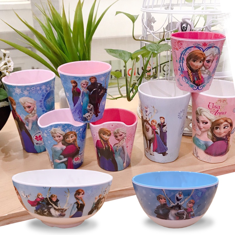 Bộ cốc nhựa bát nhựa Frozen hình Elsa, Anna.