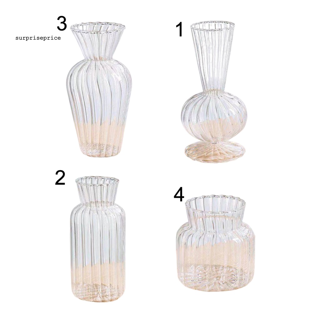 Bình Hoa Trong Suốt Họa Tiết Kẻ Sọc Phong Cách Bắc Âu