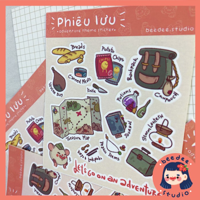 Set 2 Tấm Sticker Phiêu Lưu | độc quyền Beedee.studio |