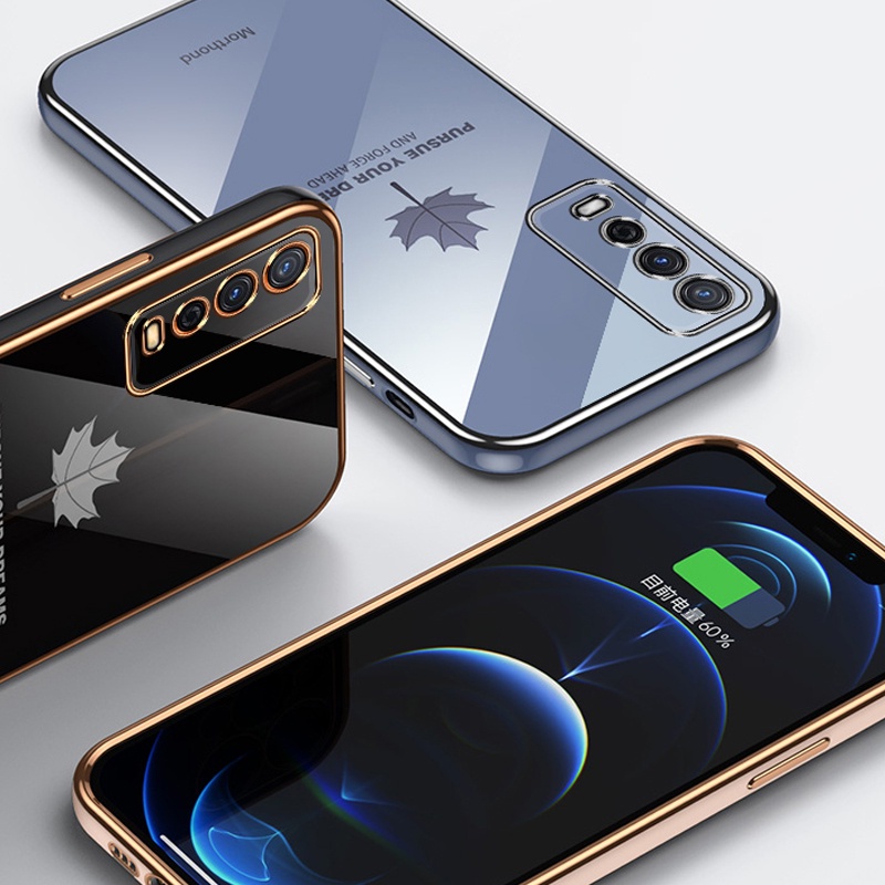 Ốp điện thoại Koosuk mềm mạ điện hình chiếc lá xinh xắn cho VIVO V2026 V2025 V2029 V2027 V2043 V2033 V2032