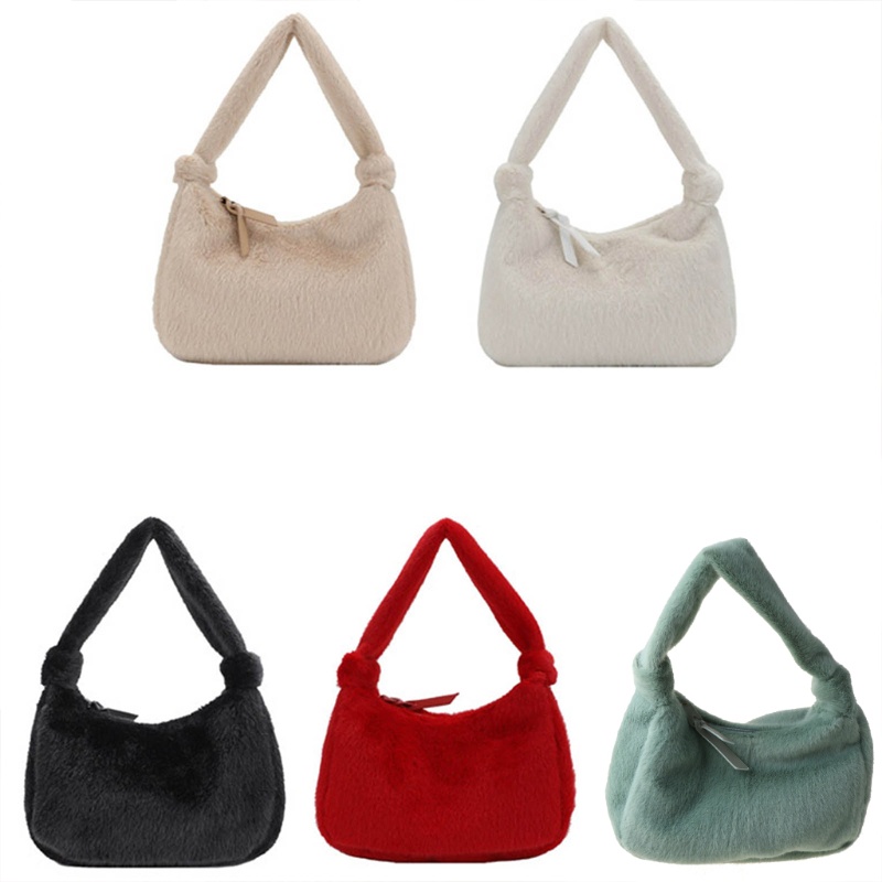 Túi Xách Lông Giả Có Khóa Kéo Thời Trang Cho Nữ