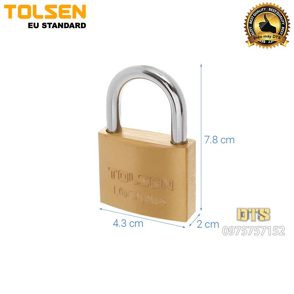 Ổ khoá treo đồng bấm công nghiệp size 50mm TOLSEN, khoá bấm khoá vali siêu cứng chống cắt - Tiêu chuẩn xuất khẩu châu Âu