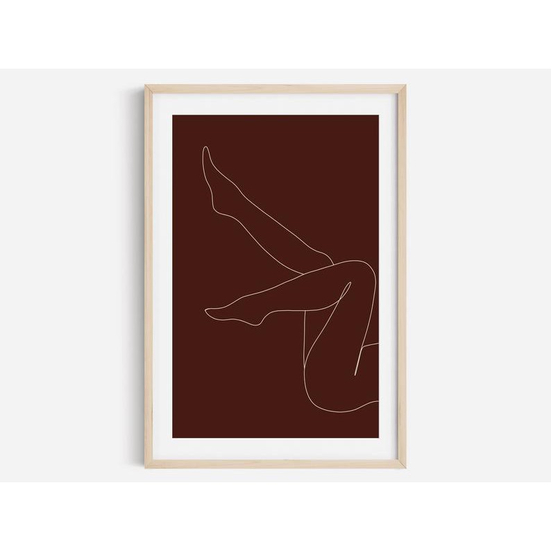 Tranh treo tường | Line art-Female line art, Burgundy print, Line Art Legs 70 , tranh canvas giá rẻ