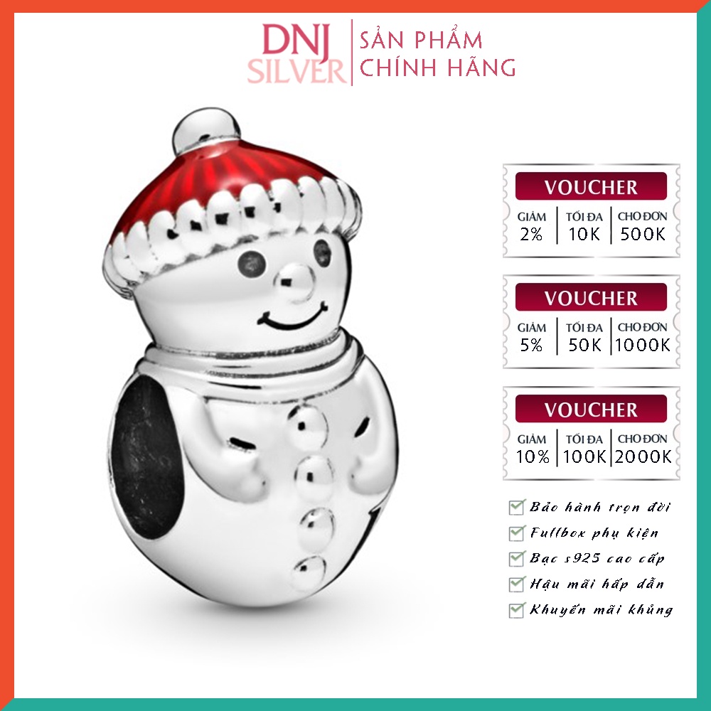 Charm bạc 925 cao cấp, hàng chuẩn bạc - Charm Snowman &amp; Santa Hat thích hợp để mix vòng tay charm - DN219