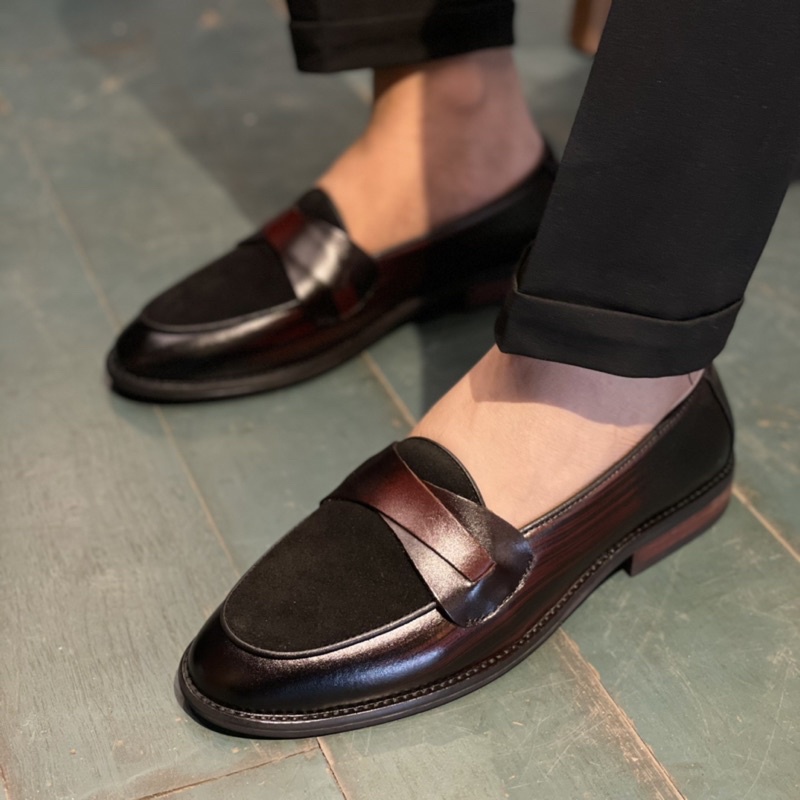 Giày Lười Nam Patina Thời Trang 💥 Chất Da Bò 100% 🎁 Đế PHÍP Chắc Chắn Cao 3.5cm 💥 CS-147