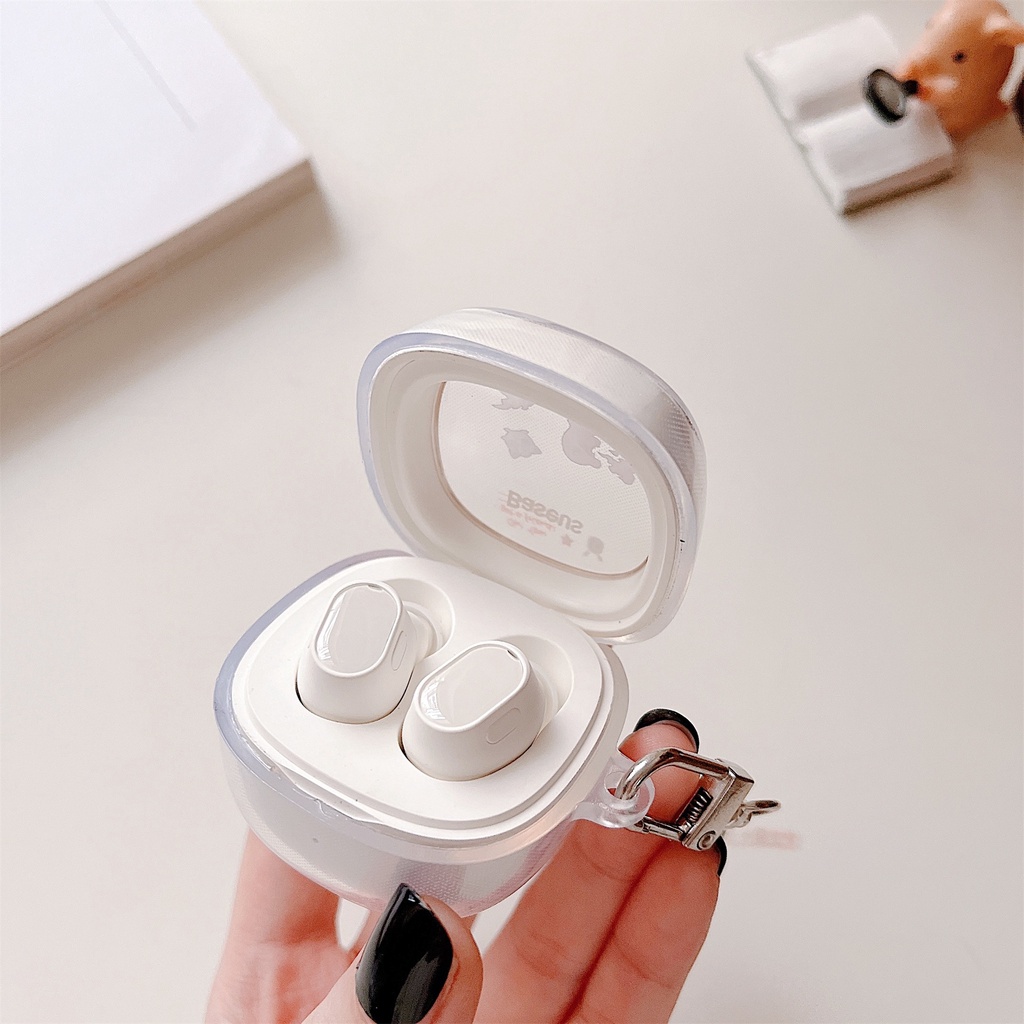 Vỏ Bảo Vệ Hộp Sạc Tai Nghe Baseus Bowie WM02 Bằng TPU Mềm Trong Suốt Chống Sốc Kèm Móc Khóa Đơn Giản