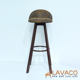 Ghế bar chân cao giả gỗ yên da –401