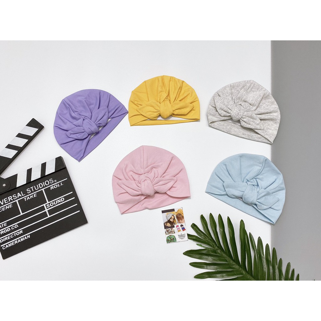 Mũ turban nơ nhỏ siêu xinh cho bé gái, nón tuban trùm đầu cho bé sơ sinh chất cotton mềm mại