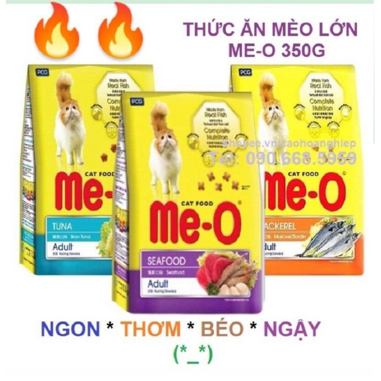 1kg Thức ăn hạt cho mèo Me-O vị Hải sản Cá Ngừ Cá Thu