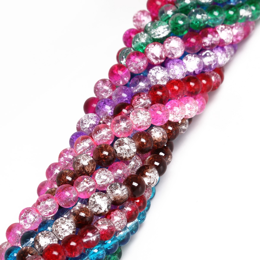 Túi Hạt Xâu Chuỗi Làm Trang Sức Bằng Thủy Tinh Đầy Màu Sắc 4 / 6 / 8 / 10mm