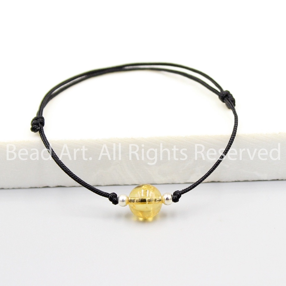 Vòng Tay Thắt Dây T.A Màu Vàng 8MM Và Bạc 925, Vòng Tay Phong Thuỷ, Chuỗi Hạt, Mệnh Thổ, Kim S50 - Bead Art