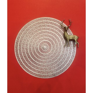 Tấm lót bàn ăn, lót lọ hoa, placemat, nhựa dẻo màu bạc và vàng, đường kính 38cm, xinh, rẻ, tiện lợi