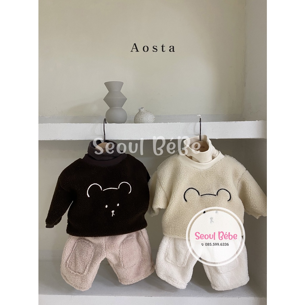 Áo lông mặt gấu Aosta Chocolate bear mtm made in Korea