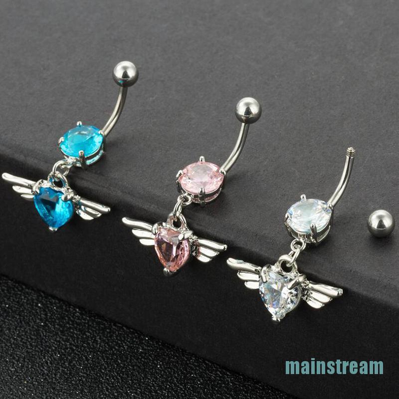 Khuyên Rốn Hình Đôi Cánh Đính Đá Pha Lê Sang Trọng 14g