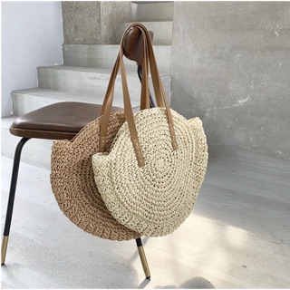 Túi cói quai da( giỏ cói) sale