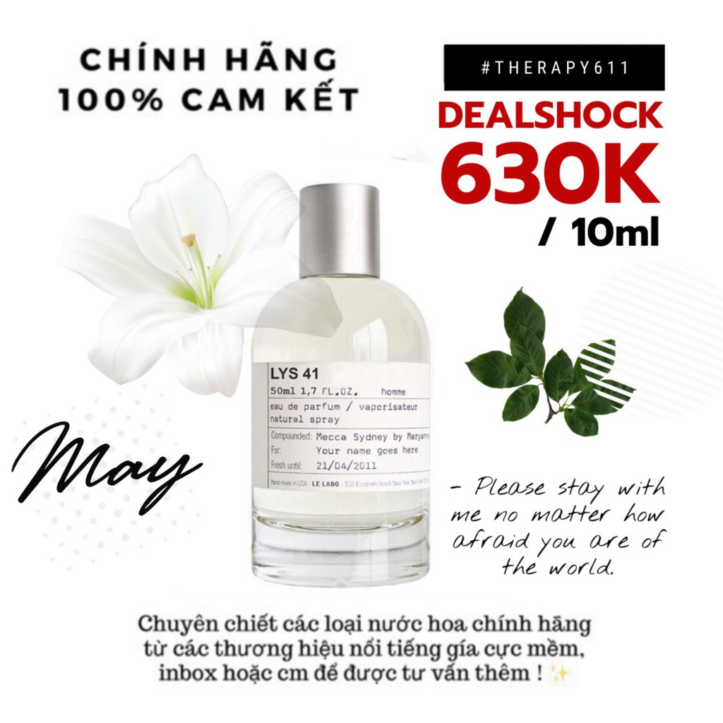 [𝗟𝗘𝗟𝗔𝗕𝗢] Nước hoa dùng thử Le Labo Lys 41 Test 5ml/10ml/20ml