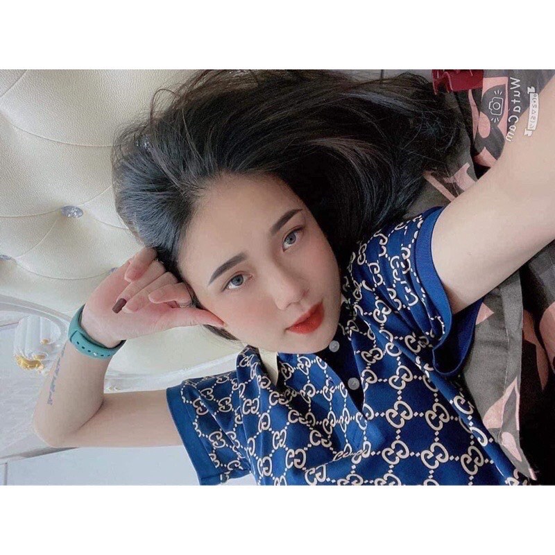 Áo thun polo GU.CCI cổ bẻ Unisex tay lỡ phom rộng , Áo phông Oversize nam nữ