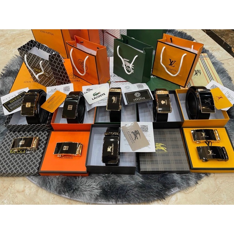 Thắt lưng nam FULL BOX cao cấp, dây nịt, dây lưng nam phong cách Hàn Quốc khoá tự động