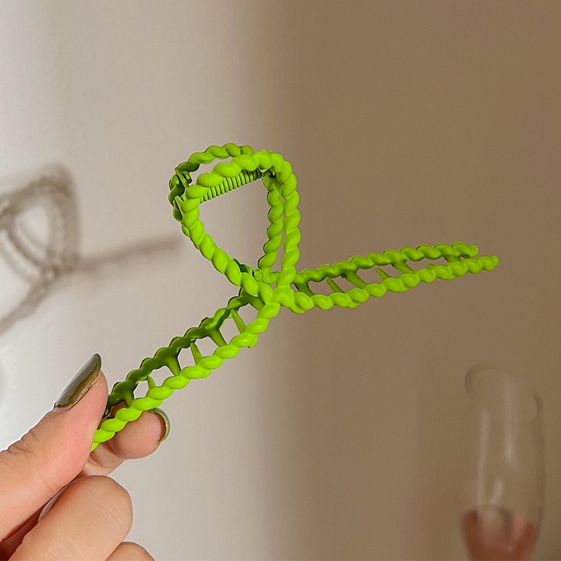 Kẹp Tóc Hình Cá Mập Màu Xanh Lá Nhám Phong Cách Hàn Quốc Đơn Giản Cho Nữ