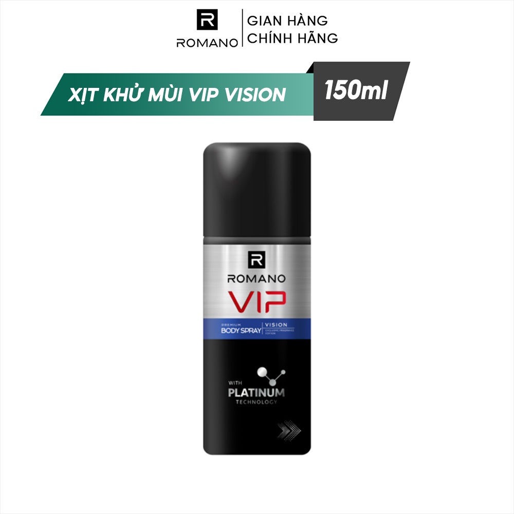 [Mã FMCGMALL -8% đơn 250K] Xịt khử mùi cao cấp Romano Vip 150ml Vision