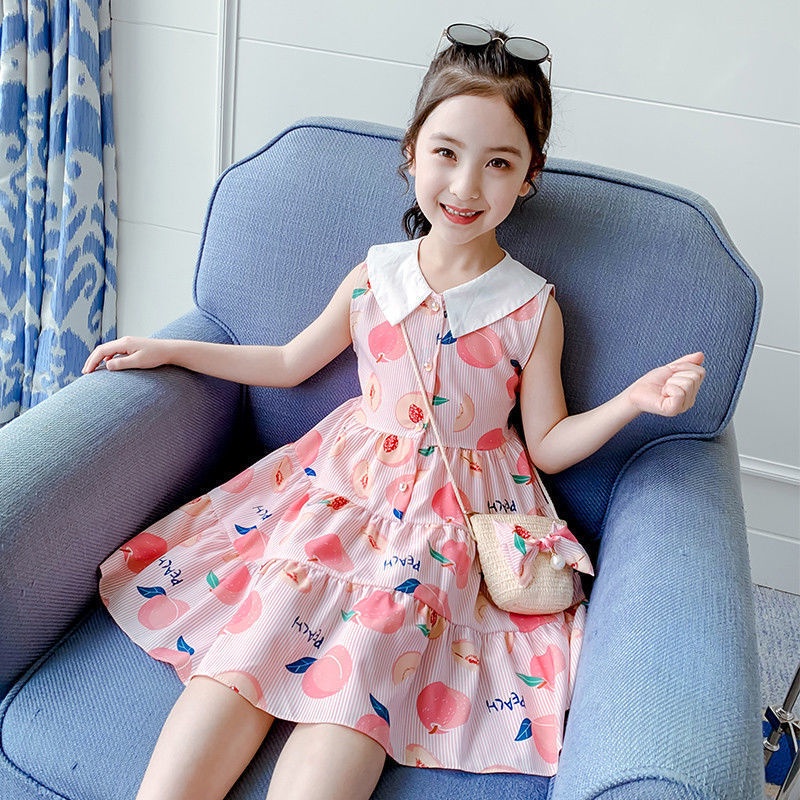 Đầm Công Chúa Mùa Hè Sát Nách In Họa Tiết Cho Bé Gái 3-4 - 5-6 - 7-8 - 9-10 - 11-12 Tuổi