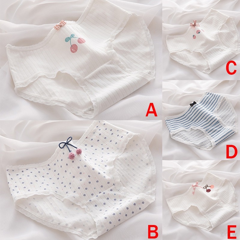 Quần Lót Lưng Vừa Thoáng Khí In Họa Tiết Cherry Thời Trang Cho Nữ