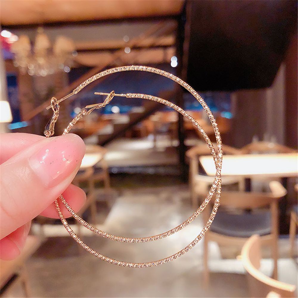 Khuyên tai hình tròn cỡ lớn đính đá zircon thời trang cho nữ