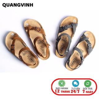 Dép Sandal da bò xỏ ngón, quai chéo Mã D14