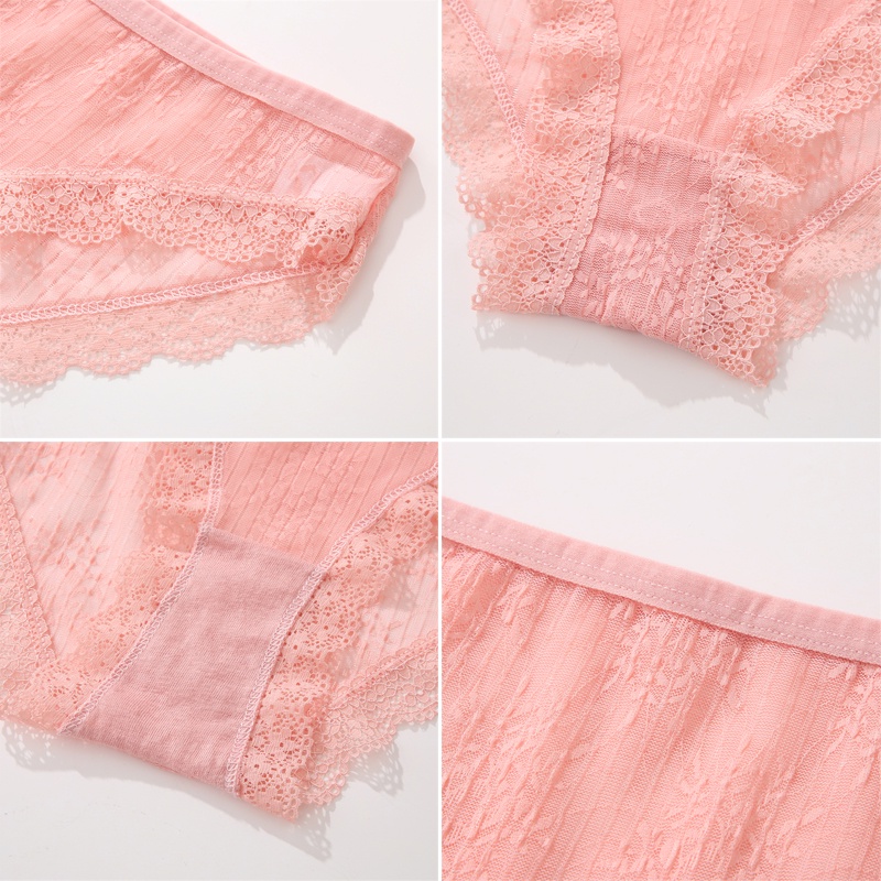 Cute Byte Bộ 3 Quần Lót Ren Hoa Lưng Thấp Quyến Rũ Dễ Thương Cho Nữ