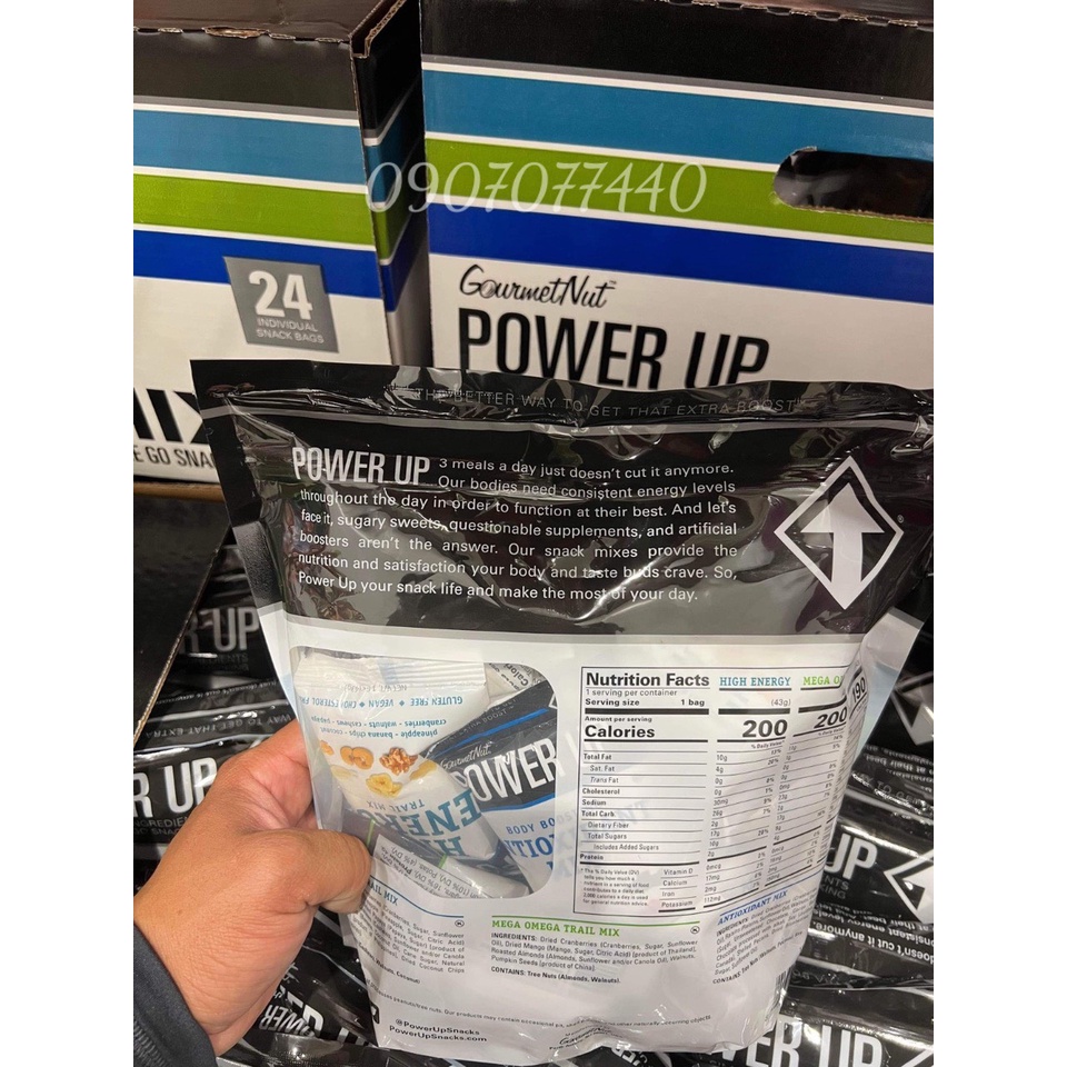 Hạt mix và trái cây sấy date 5/2023 Gourmetnut Power Up cung cấp dưỡng chất và vitamin - EDS Hàng Mỹ