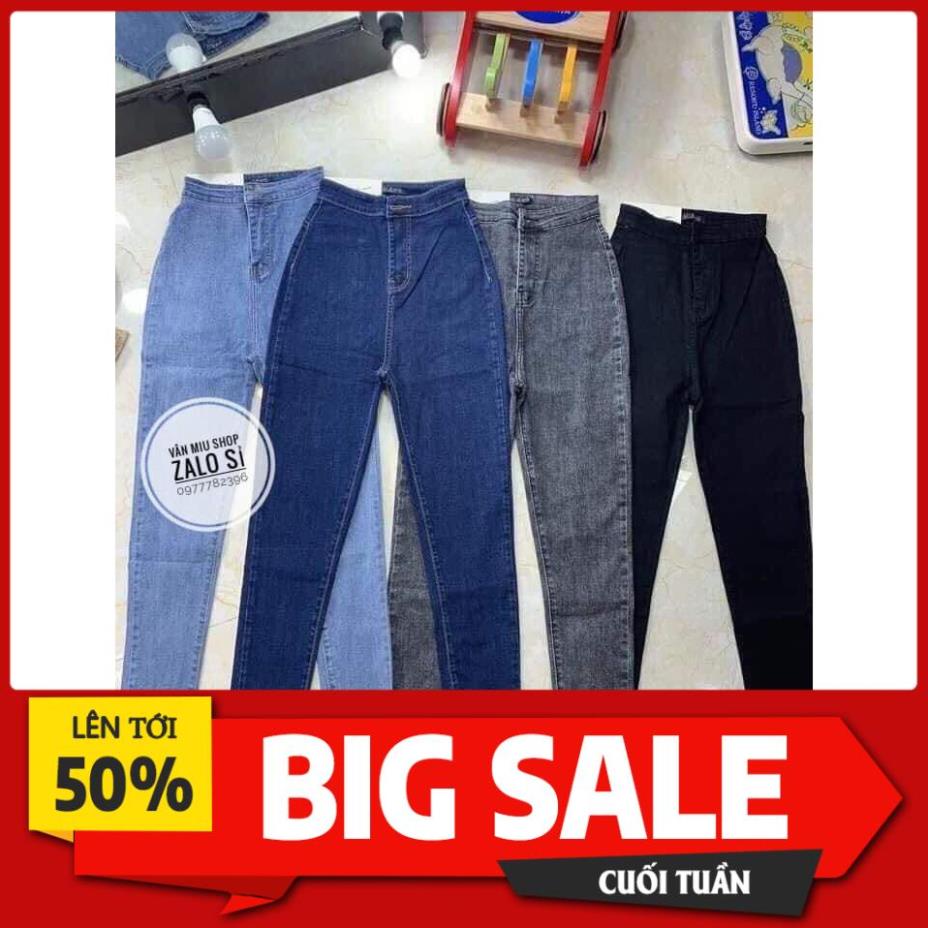 Quần jean bó cạp cao hách dáng hàng may gấu co dãn tốt có size