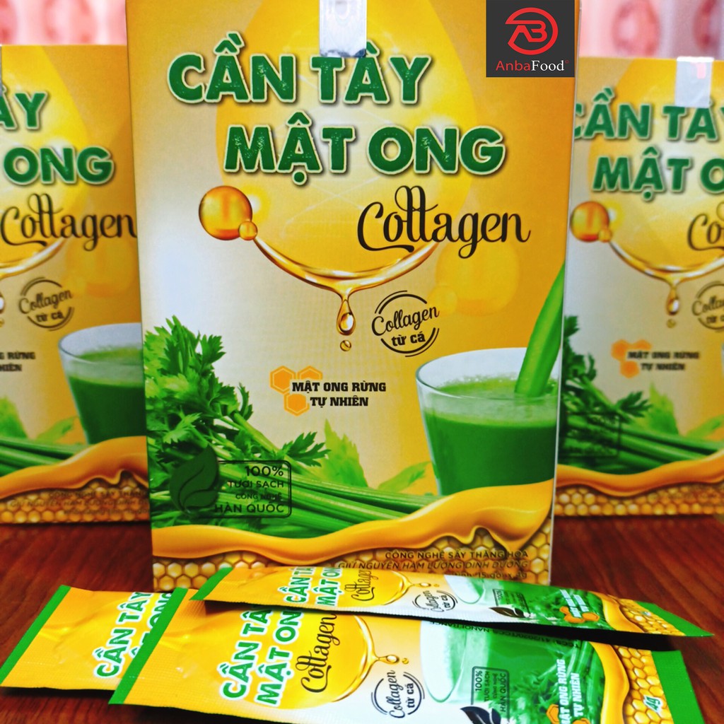 (Chính Hãng) Bột Cần Tây Mật Ong Collagen Sấy lạnh Hộp 60g (15 gói x 4g) - Bột cần tây detox giảm cân