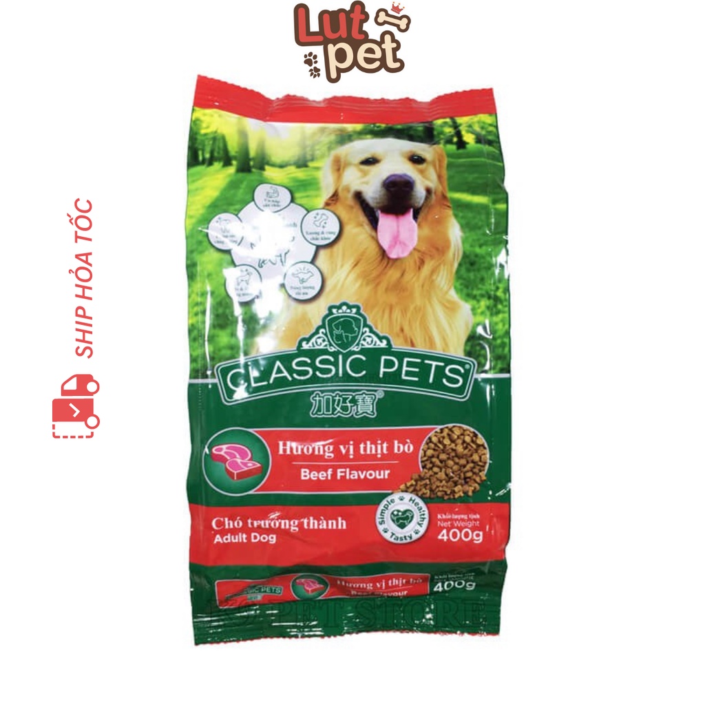 Thức ăn hạt cho chó Classic Pets - hạt khô cho chó lớn - vị thịt bò - lutpet